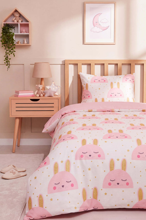 Gold Rabbit Single Cotton Duvet Cover Set