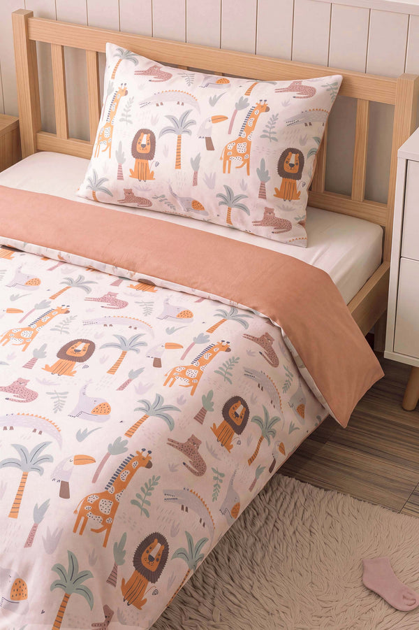 Rainbow & Animals Single Cotton Kids Duvet Cover Set
