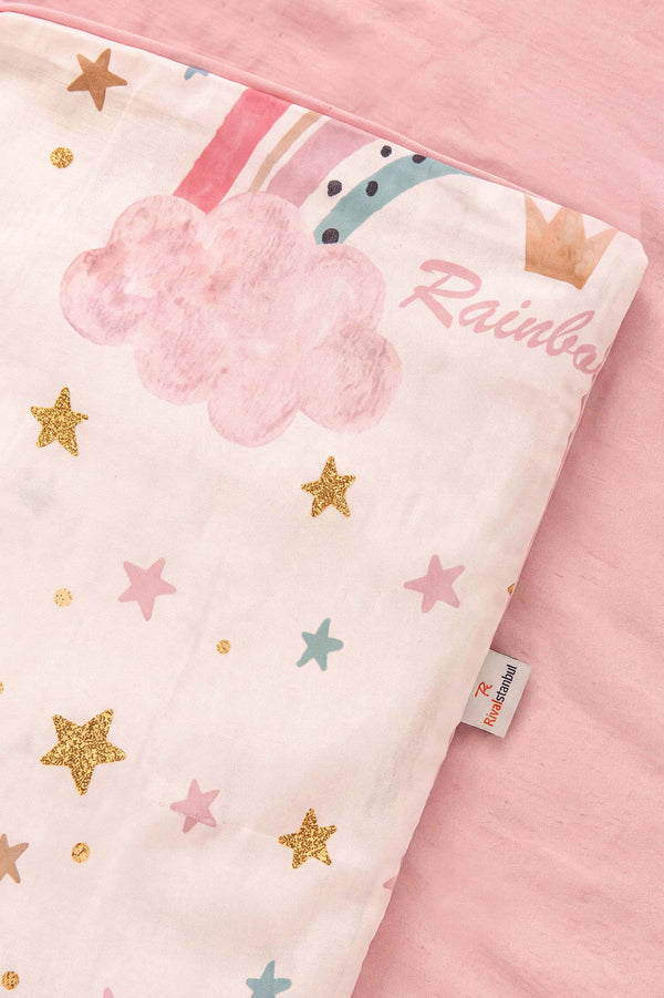 Pink Rainbow Single Size Cotton Children's Duvet Cover Set