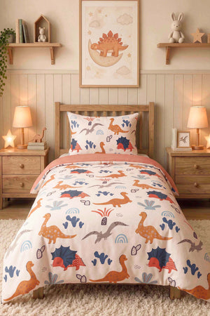 Dinosaurs Single Size Cotton Kids' Duvet Cover Set