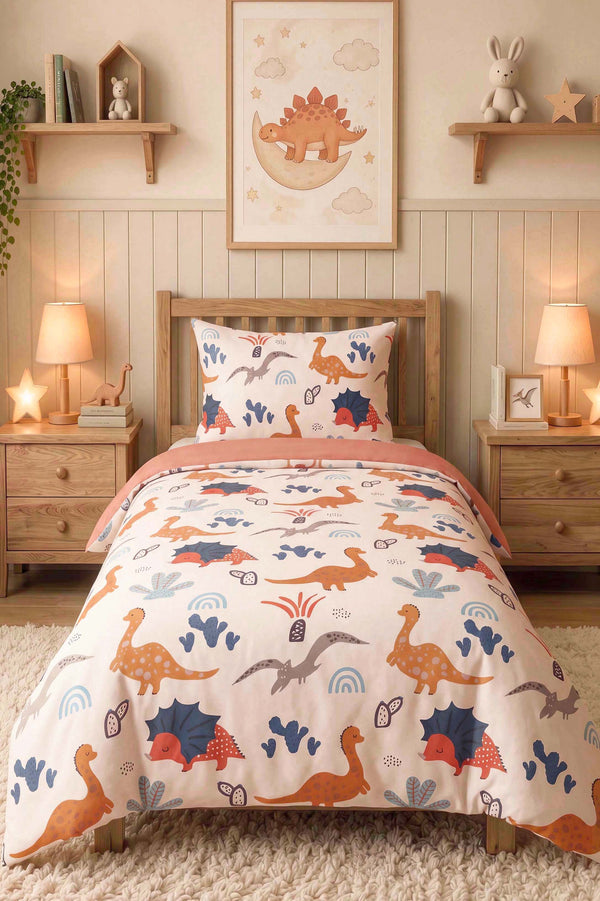 Dinosaurs Single Size Cotton Kids' Duvet Cover Set