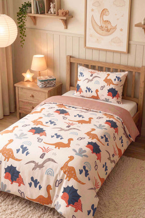 Dinosaurs Single Size Cotton Kids' Duvet Cover Set