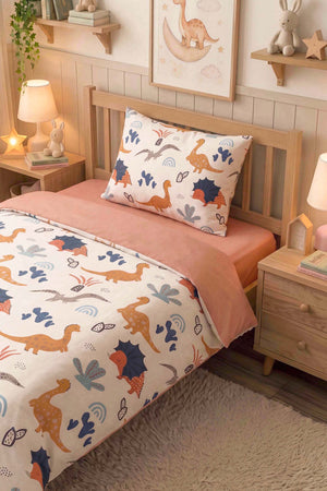 Dinosaurs Single Size Cotton Kids' Duvet Cover Set