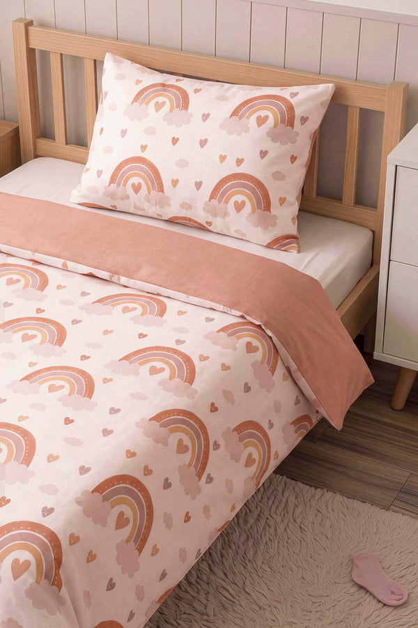 Bohemian Pastel Rainbow Single Cotton Duvet Cover Set