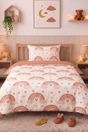 Bohemian Pastel Rainbow Single Cotton Duvet Cover Set