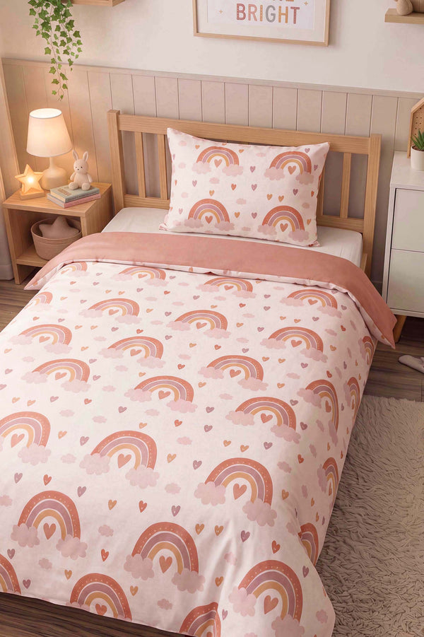 Bohemian Pastel Rainbow Single Cotton Duvet Cover Set