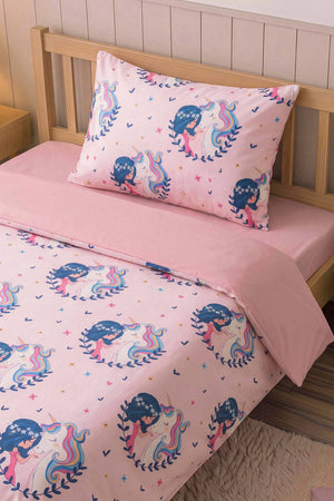 Unicorn Single Size Cotton Children's Duvet Cover Set