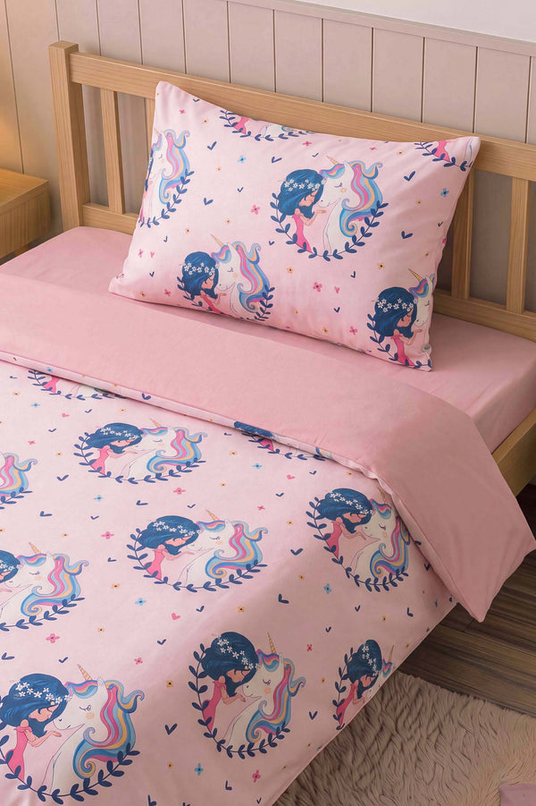 Unicorn Single Size Cotton Children's Duvet Cover Set