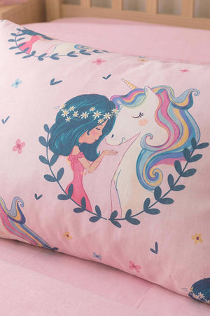 Unicorn Single Size Cotton Children's Duvet Cover Set