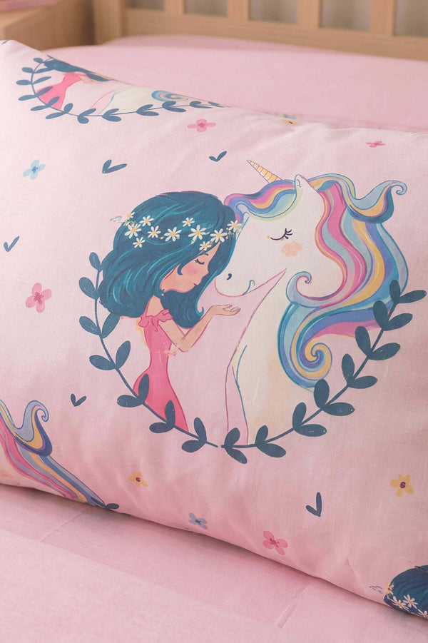 Unicorn Single Size Cotton Children's Duvet Cover Set