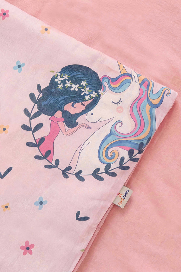 Unicorn Single Size Cotton Children's Duvet Cover Set