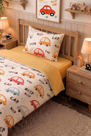 Cute Cars Single Cotton Kids' Duvet Cover Set