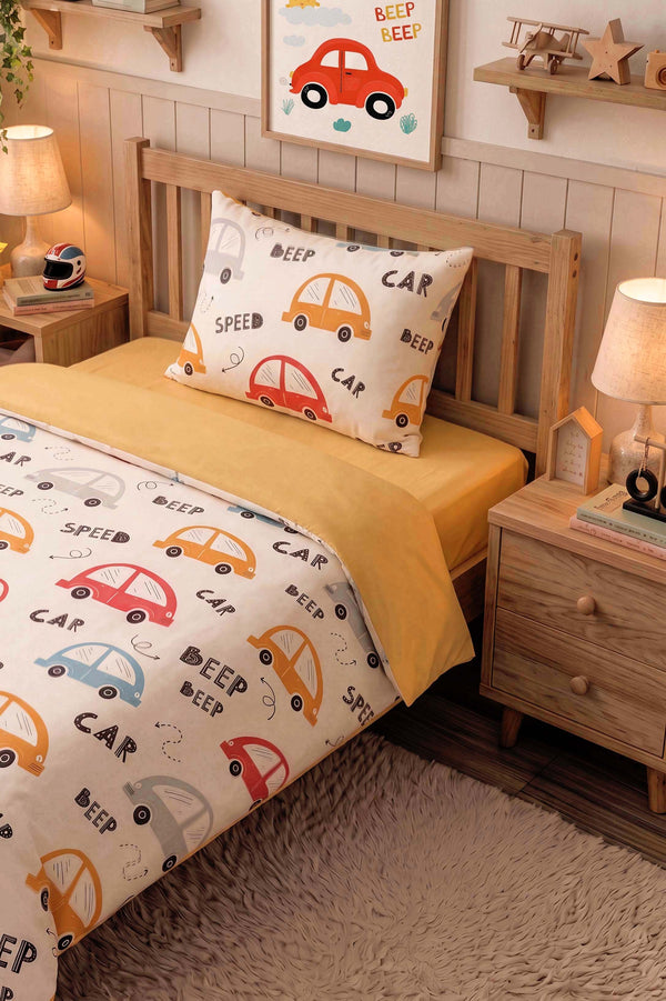 Cute Cars Single Cotton Kids' Duvet Cover Set