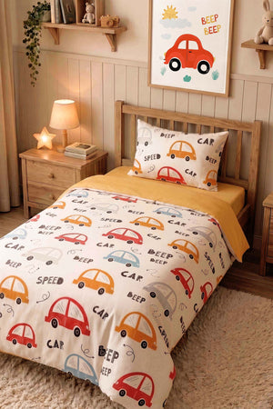 Cute Cars Single Cotton Kids' Duvet Cover Set