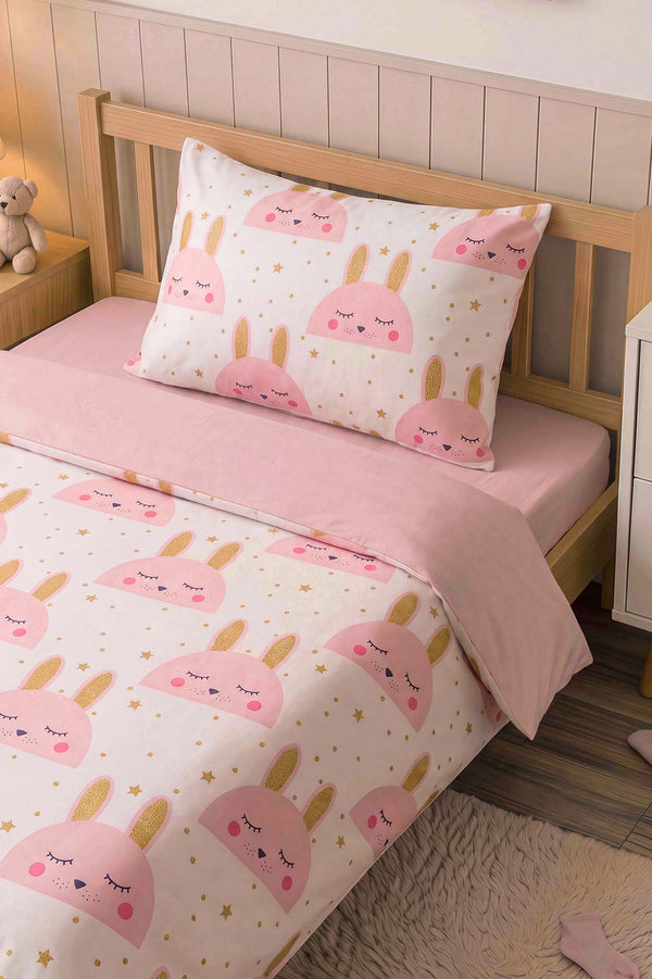 Gold Rabbit Single Cotton Duvet Cover Set