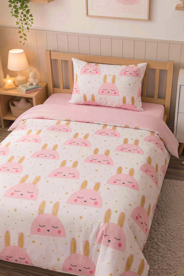 Gold Rabbit Single Cotton Duvet Cover Set