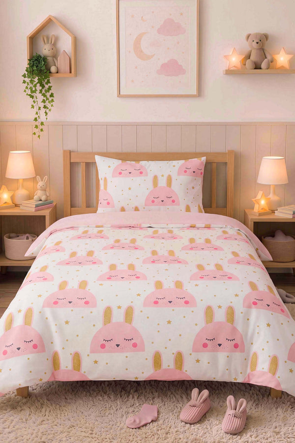 Gold Rabbit Single Cotton Duvet Cover Set