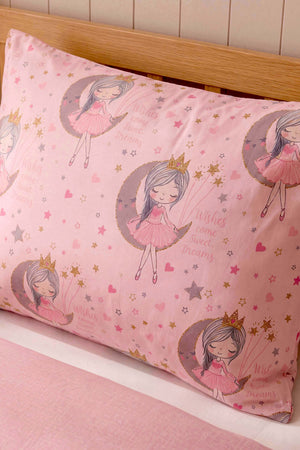 Moon Girl Powder Pink Single Cotton Duvet Cover Set