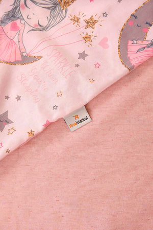 Moon Girl Powder Pink Single Cotton Duvet Cover Set