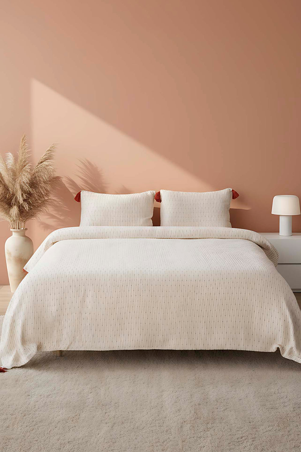 Hermes Kiremit Double Bedspread Set with Tassels - 3 Piece Sleep & Bridal Set - 100% Cotton