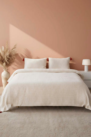 Hermes Kiremit Double Bedspread Set with Tassels - 3 Piece Sleep & Bridal Set - 100% Cotton