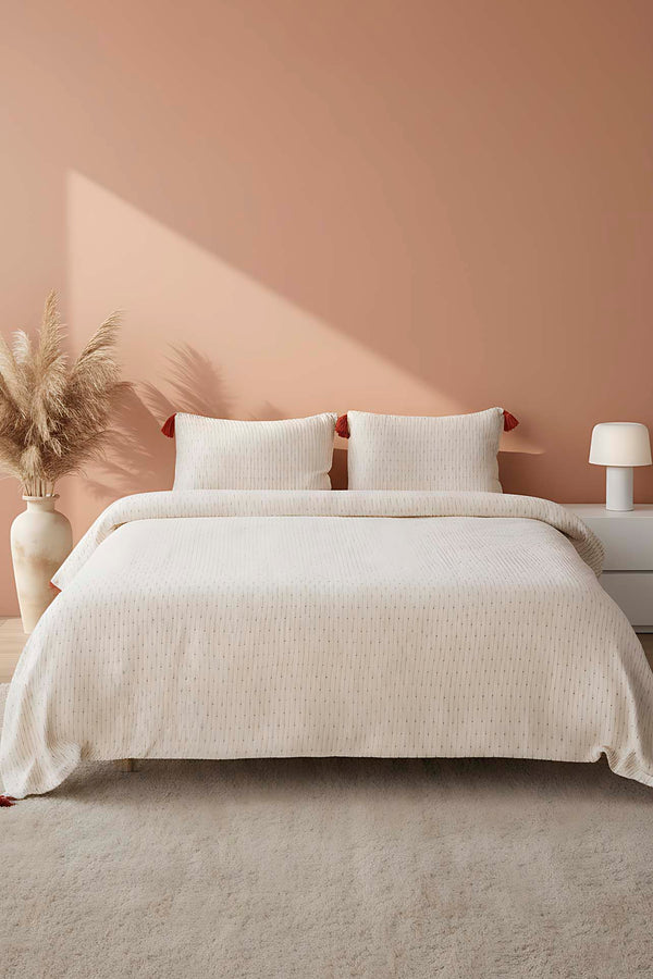 Hermes Kiremit Double Bedspread Set with Tassels - 3 Piece Sleep & Bridal Set - 100% Cotton