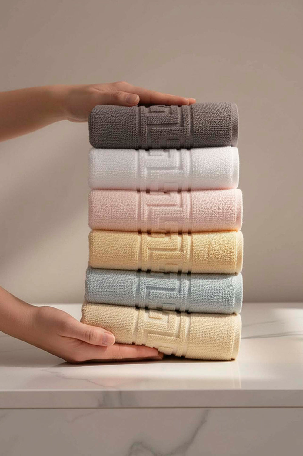 Lua Greek 6-Piece 100% Cotton Hand Towel Set – 50×90 cm
