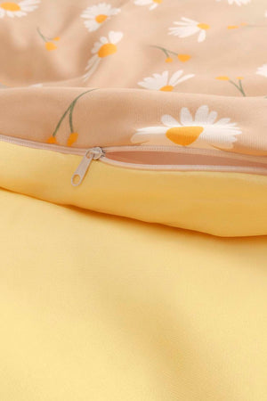 Beige Daisy Double Size Duvet Cover Set – Cotton