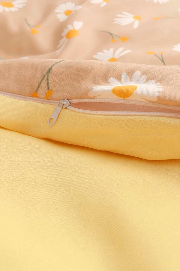 Beige Daisy Double Size Duvet Cover Set – Cotton