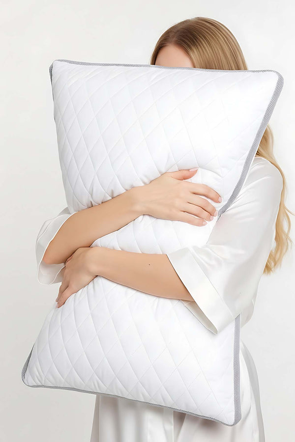 Luma Quilted Climate Control Pillow – Breathable Microfiber & Silicon Fiber Fill, Washable, Non-Allergenic, 50x70 cm
