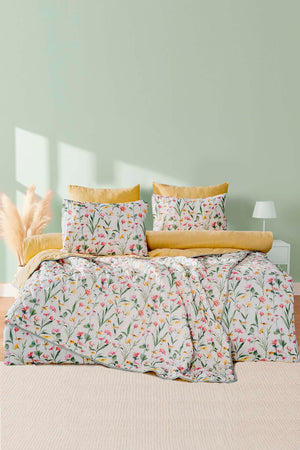 Botanical Double 7-Piece Bridal/Quilt Set – Polycotton Duvet Cover, Bedspread & Sheet Set, King/Cal-King Size