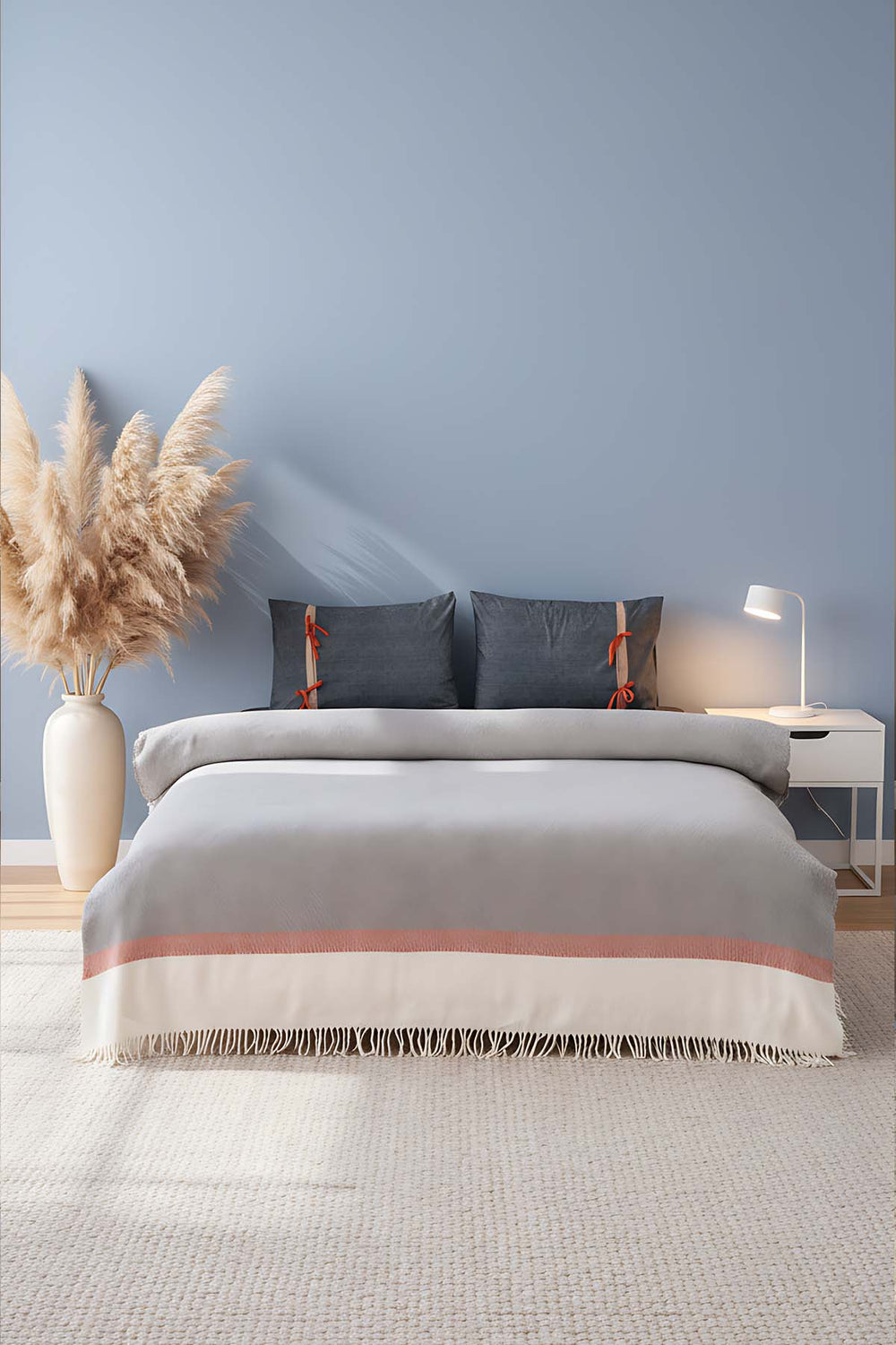 Viva Ribboned 4-Piece Bridal Quilt Set – Polycotton Bedspread, Sheet & Shams, Queen Size