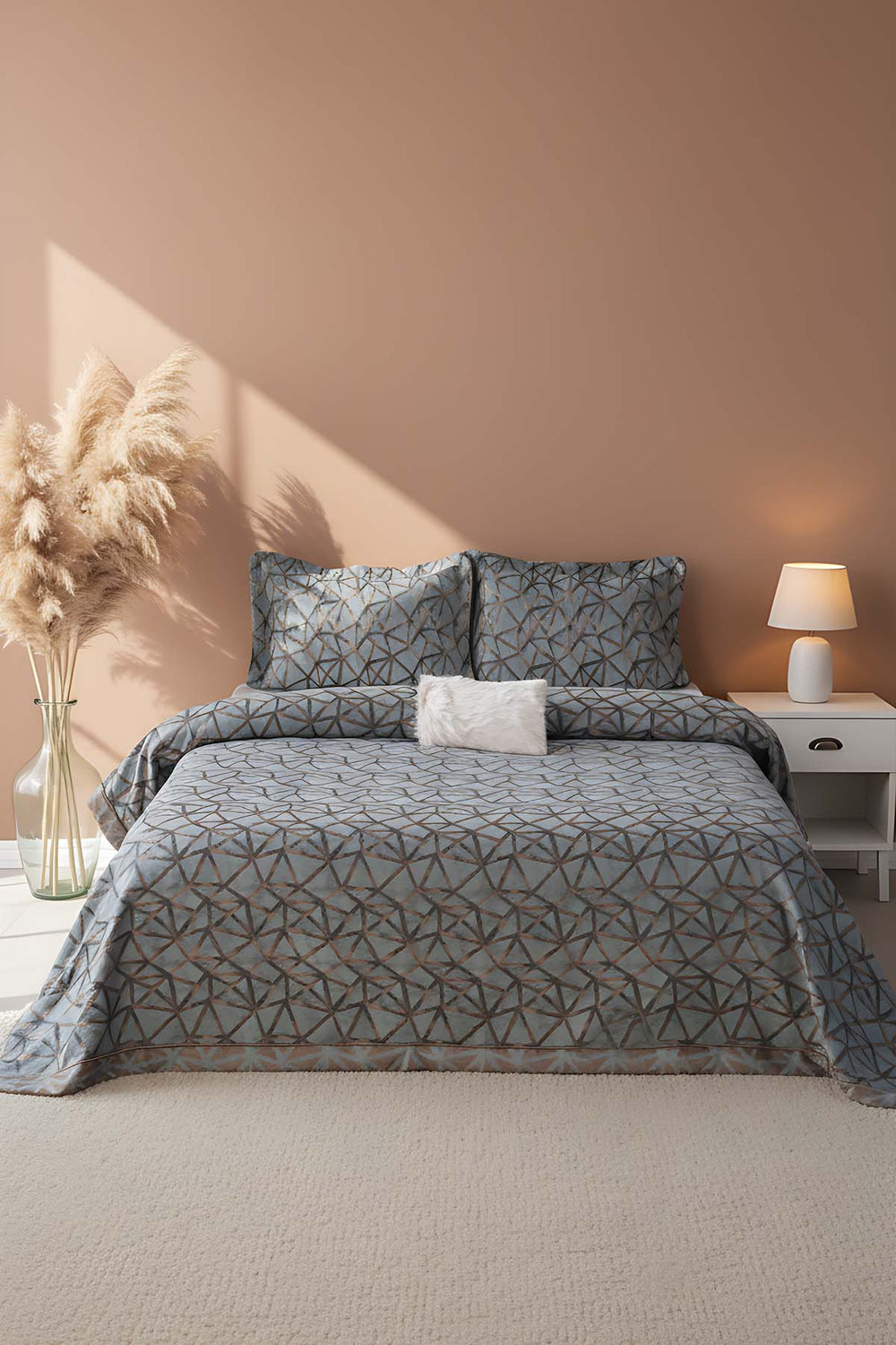 Eliz Green Embroidered 4-Piece Bridal Quilt Set – Polycotton Bedspread, Sheet & Shams, Queen Size