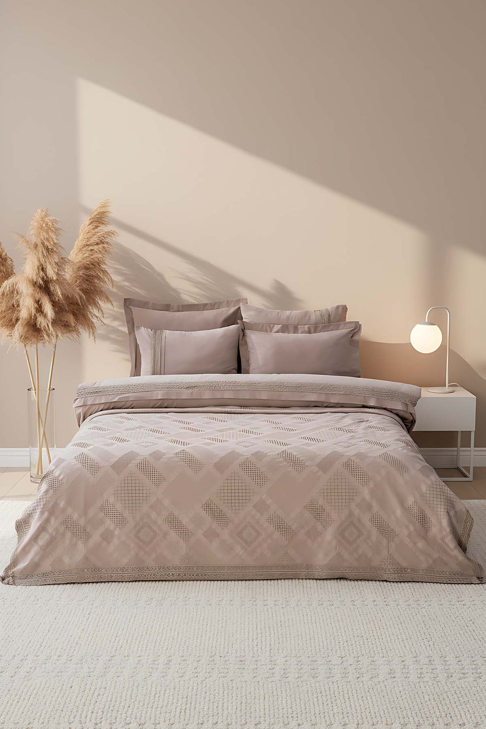 Freya Vizon Lace Double 7-Piece Bridal/Quilt Set – Polycotton Duvet Cover, Bedspread & Sheet Set, King/Cal-King Size