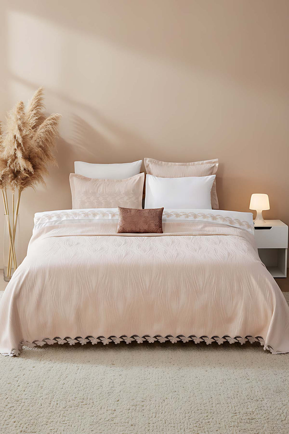 Ilay Vizon Embroidered 8-Piece Bridal/Quilt Set – Polycotton Duvet Cover, Bedspread & Sheet Set, Queen/King Size