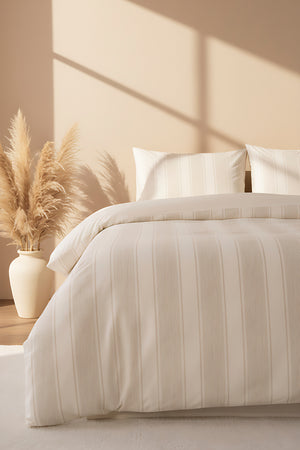 Nenas Vizon 100% Cotton Embroidered Duvet Cover Set, 6-Piece Double Size Bedding – Breathable Fabric, 200x220 cm