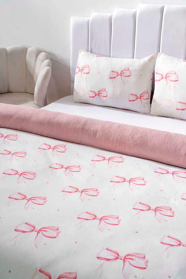 Ribbon Pattern Single Duvet Cover Set – Cotton