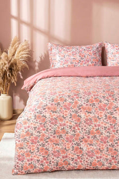 Pink Spring Polycotton Double Size Duvet Cover Set, Zipper, 200×215 cm, 3-Piece