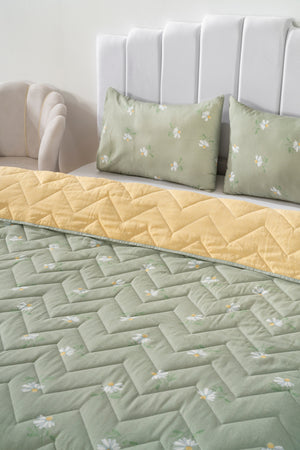 Green Daisy Cotton Double Quilted Pique & Bedspread