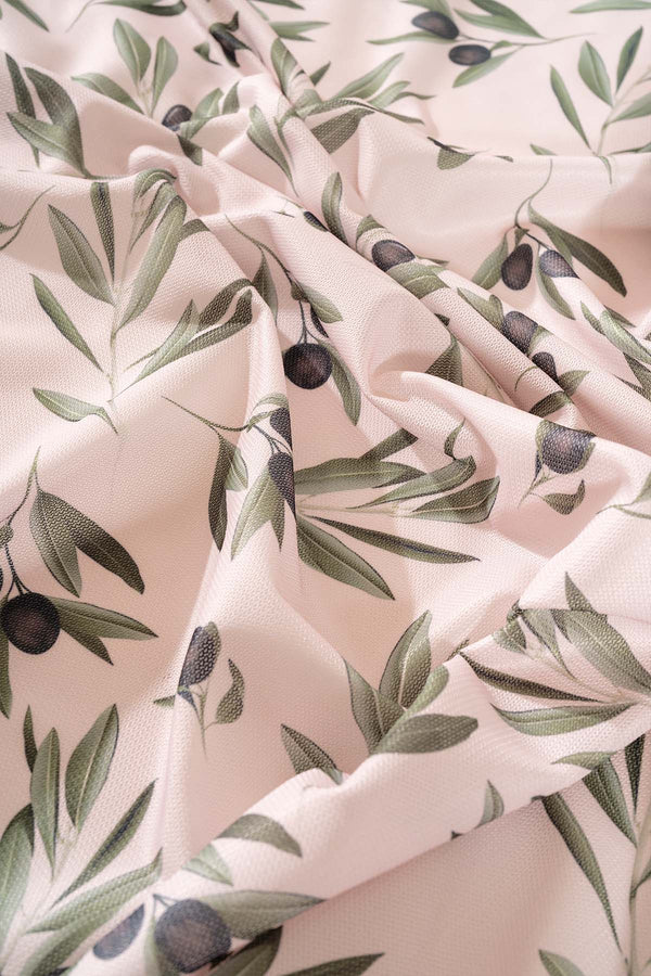 Cream Tablecloth with Olive Branch Pattern, Table Fabric, Picnic Blanket