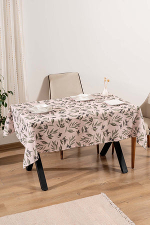 Cream Tablecloth with Olive Branch Pattern, Table Fabric, Picnic Blanket