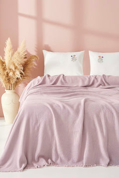 Missera Rose Embroidered 4-Piece Bridal Quilt Set – Polycotton Bedspread, Sheet & Shams, Queen Size