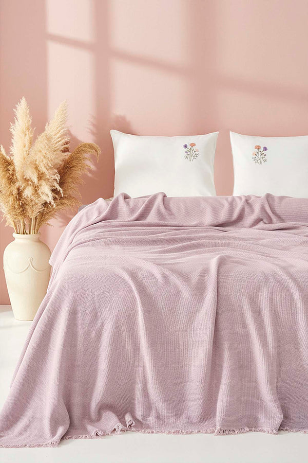 Missera Rose Embroidered 4-Piece Bridal Quilt Set – Polycotton Bedspread, Sheet & Shams, Queen Size