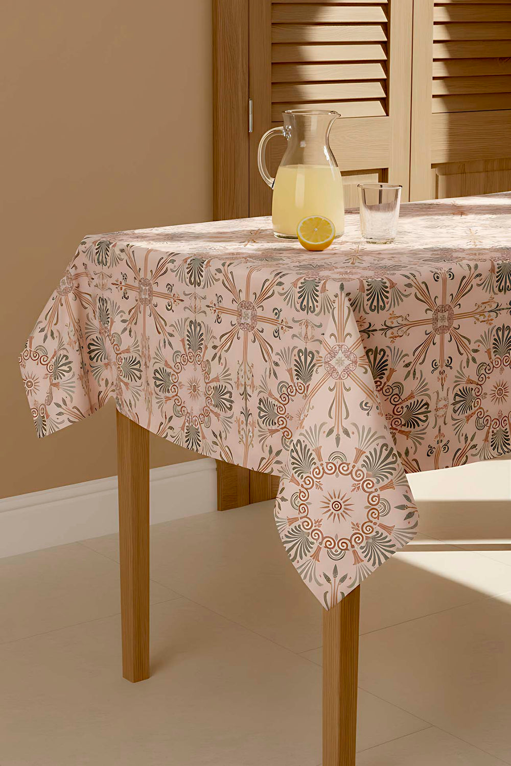 Ethnic Palace Patterned Tablecloth – Casual & Wipeable Polyester, Picnic/Kitchen Use, 140x200 cm