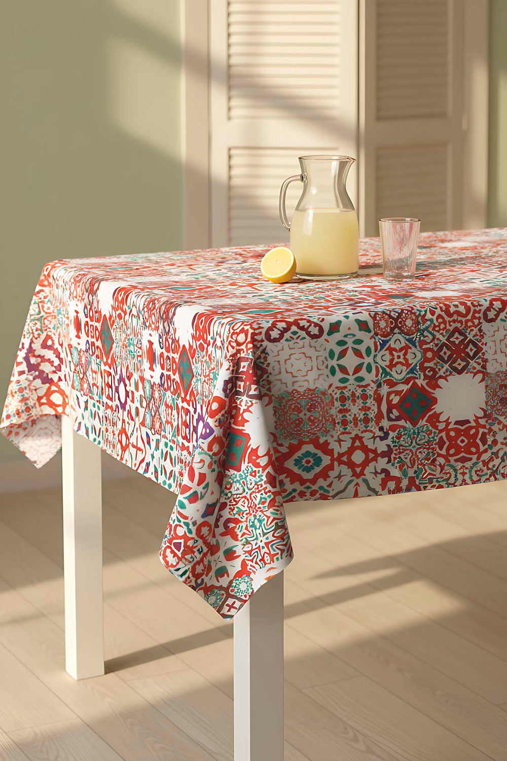 Colorful Ethnic Patterned Tablecloth – Casual & Wipeable Polyester, Picnic/Kitchen Use, 140x200 cm