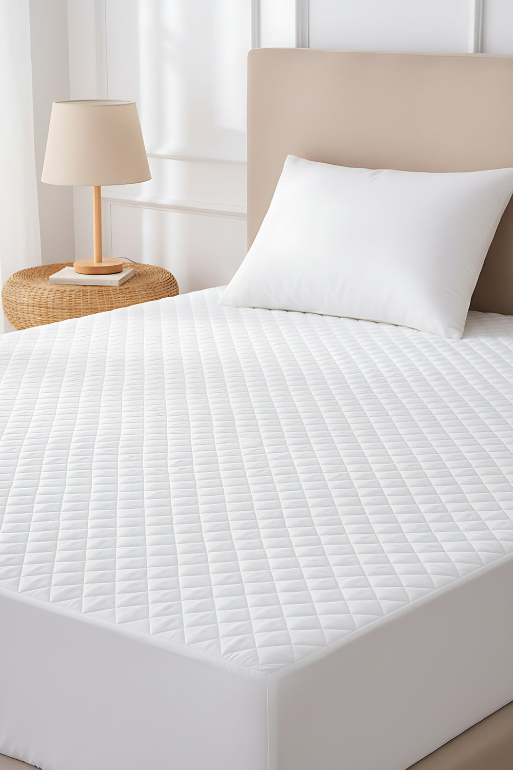 Elisa Waterproof Quilted Mattress Protector – Anti-Allergenic, Fitted, Double Size, 160x200 cm