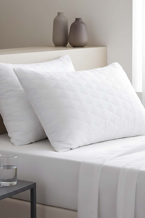 Elisa Waterproof Quilted Pillow Protectors – 2-Pack Microfiber Zippered Shams, Stain & Dust Proof, 50x70 cm