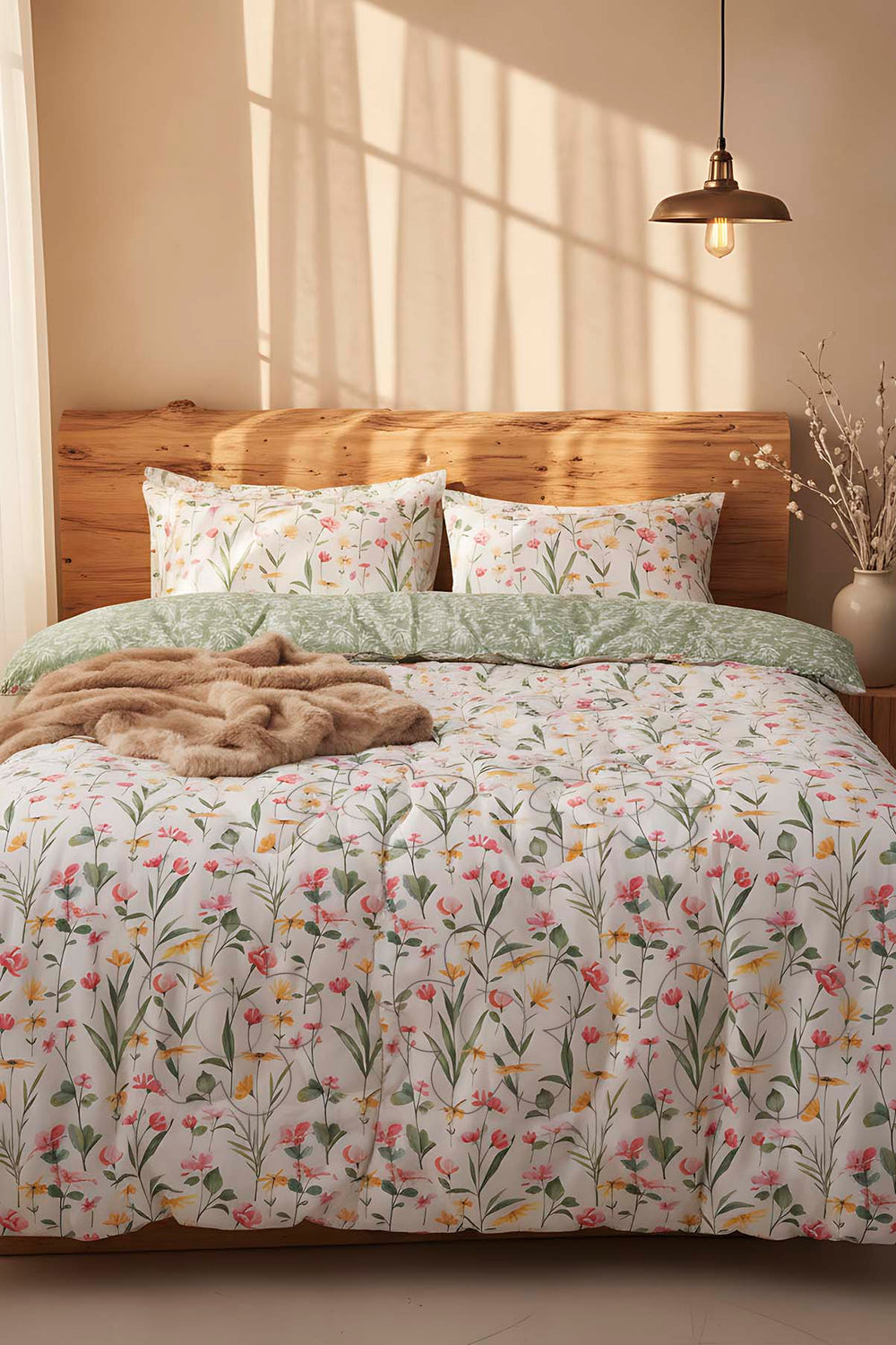 Botanical Double-Sided Daisy Quilted Quilt - 200x215 cm