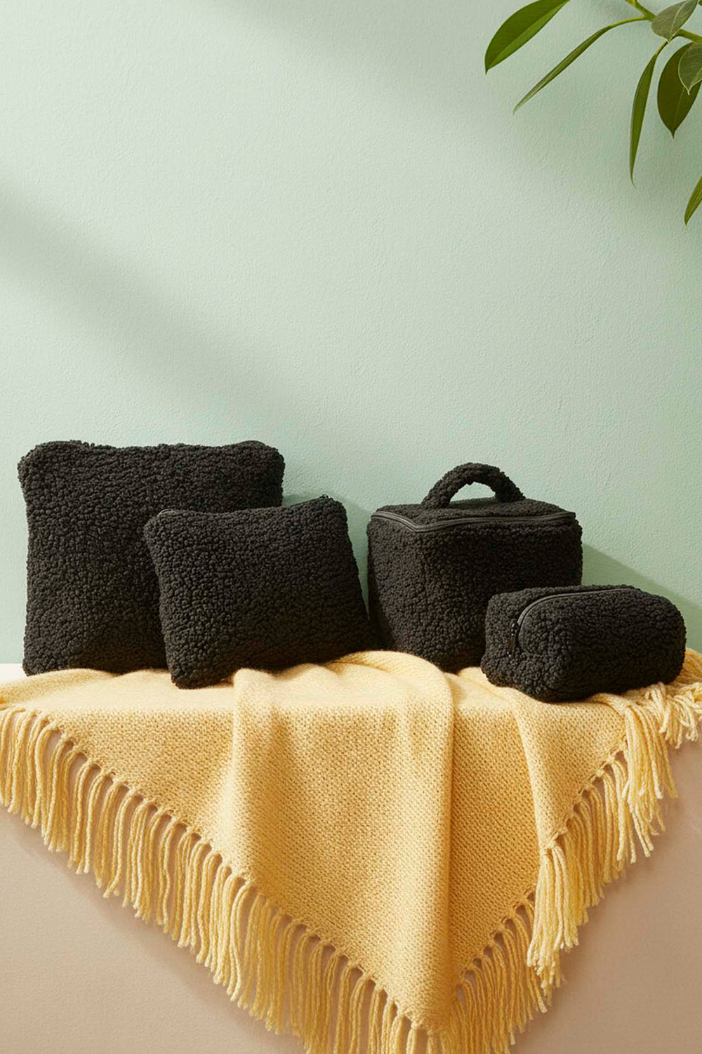 Black Teddy 4-Piece Makeup & Accessory Bag Set