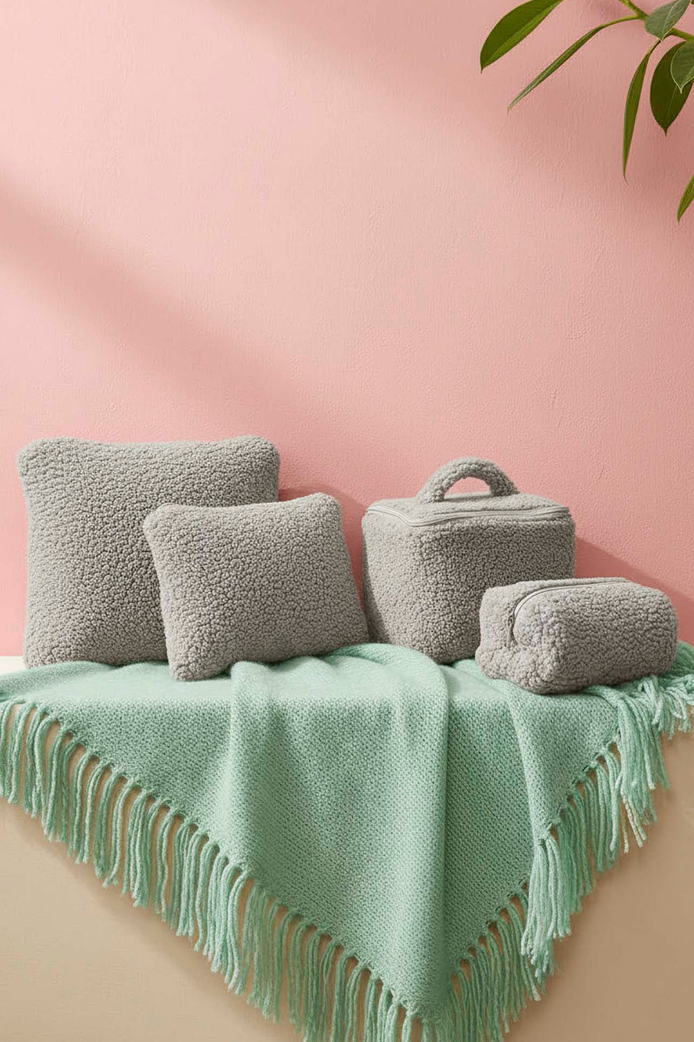 Gray Teddy 4-Piece Makeup & Accessory Bag Set